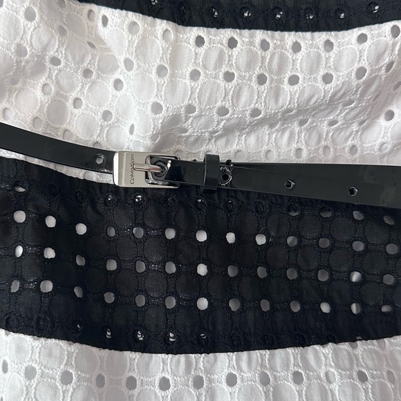 Calvin Klein Black and White Sleeveless A-Line Midi Dress - Picture 3 of 9